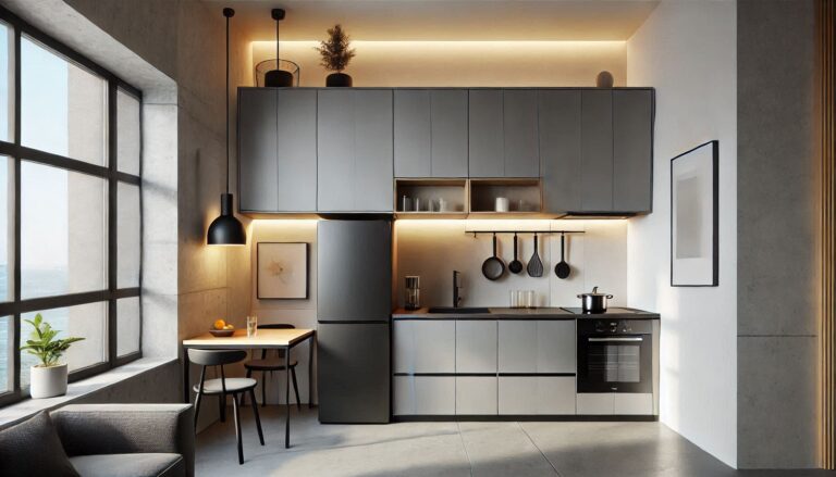 "A modular kitchen combines functionality and style with customizable, pre-fabricated units for an efficient and modern cooking space."